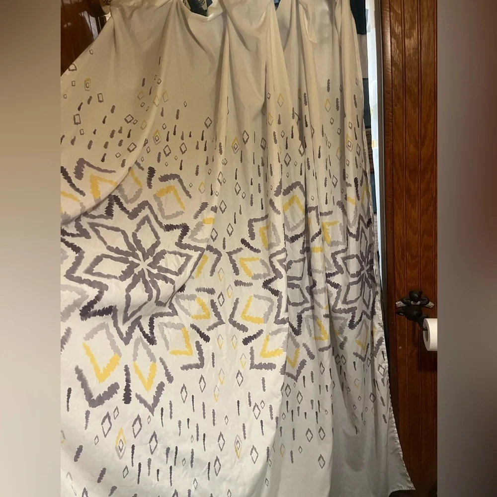 Geometric gray and yellow Patterned Shower Curtain
